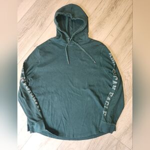 American Eagle Dark Green Waffle-Knit Pullover Hoodie Men's XXL